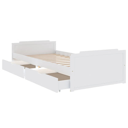 vidaXL Bed Frame | White | Solid pine wood | Single | Minimalist