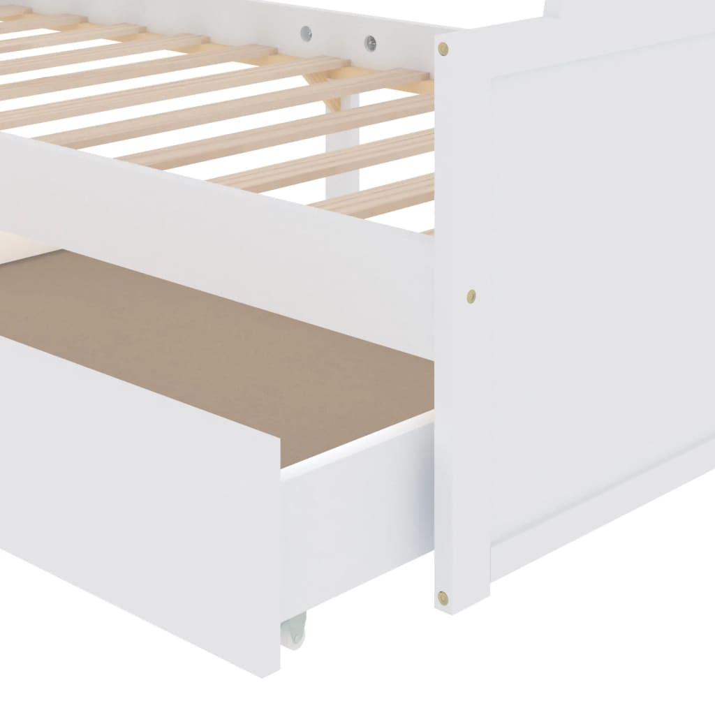 vidaXL Bed Frame | White | Solid pine wood | Single | Minimalist