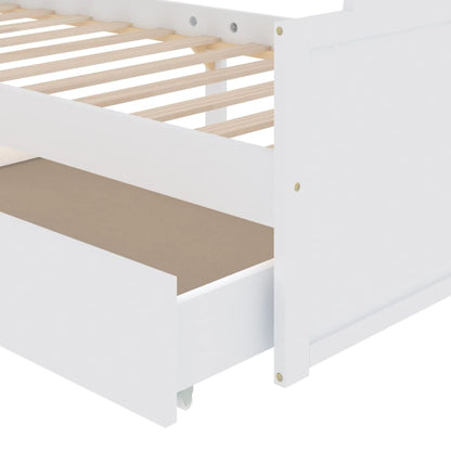 vidaXL Bed Frame | White | Solid pine wood | Single | Minimalist