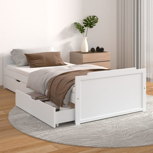 vidaXL Bed Frame | White | Solid pine wood | Single | Minimalist