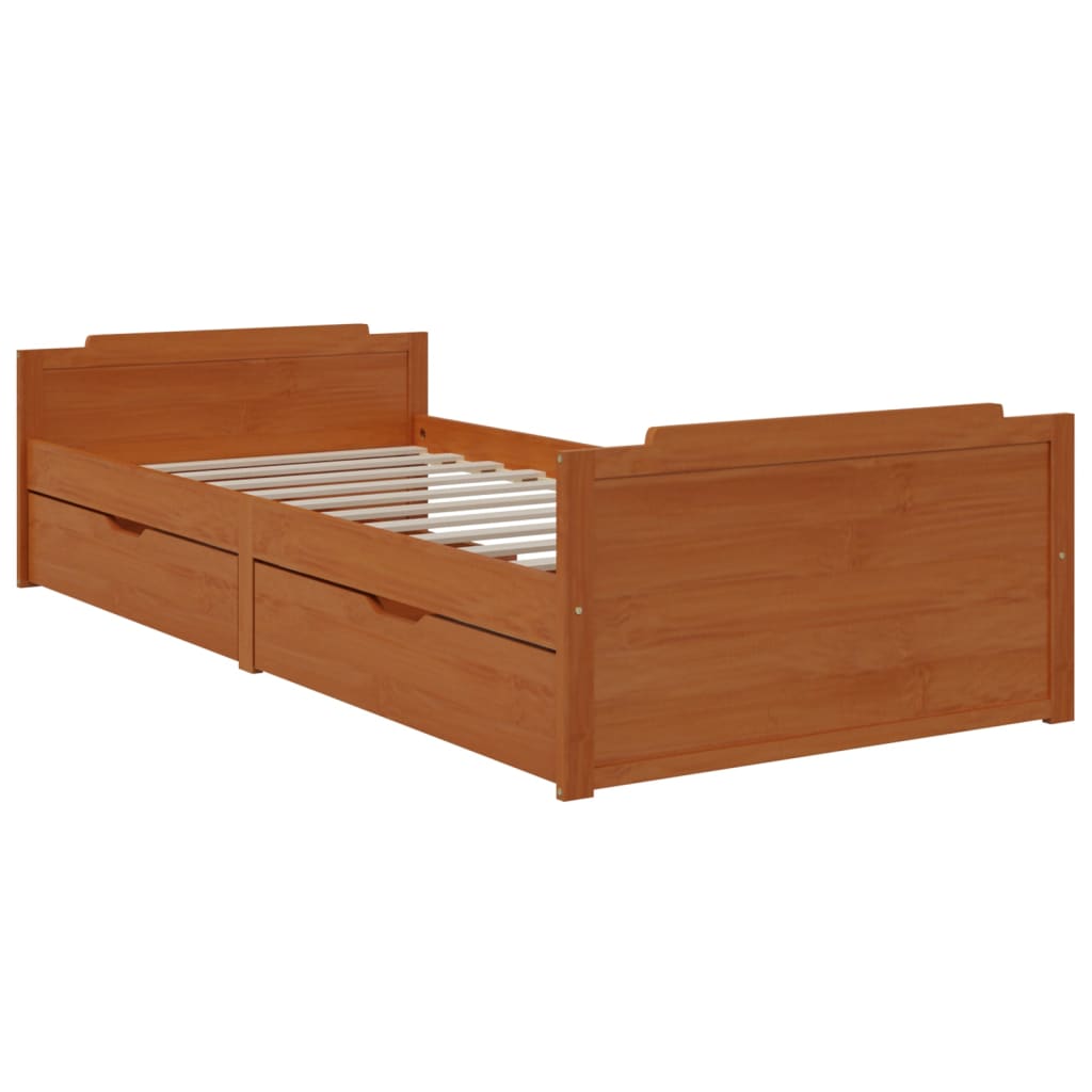 vidaXL Bed Frame | Honey brown | Solid pine wood | Single | Bed Frame