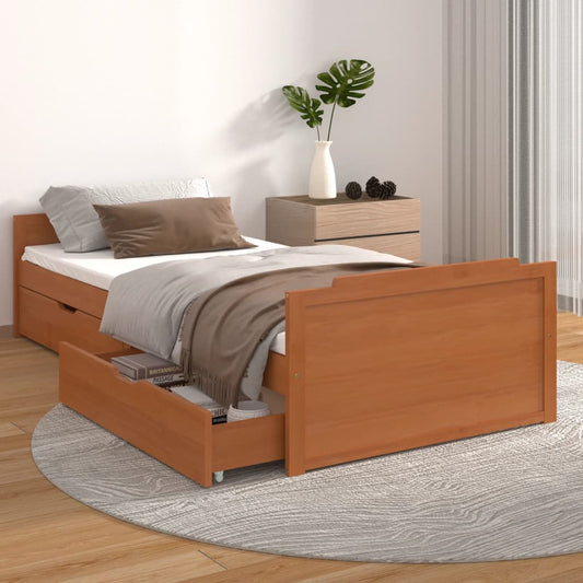 vidaXL Bed Frame | Honey brown | Solid pine wood | Single | Bed Frame