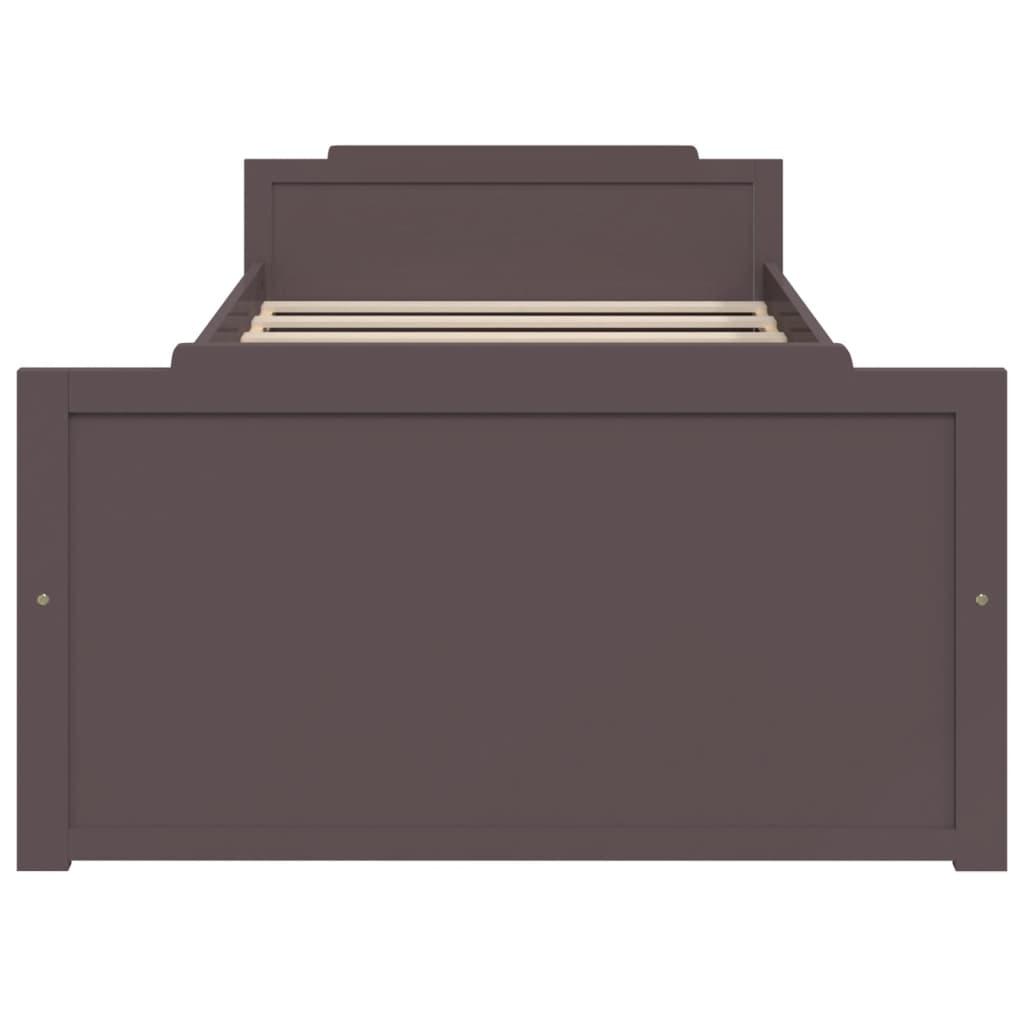 vidaXL Bed Frame without Mattress Dark Brown Solid Wood Pine 90x200 cm