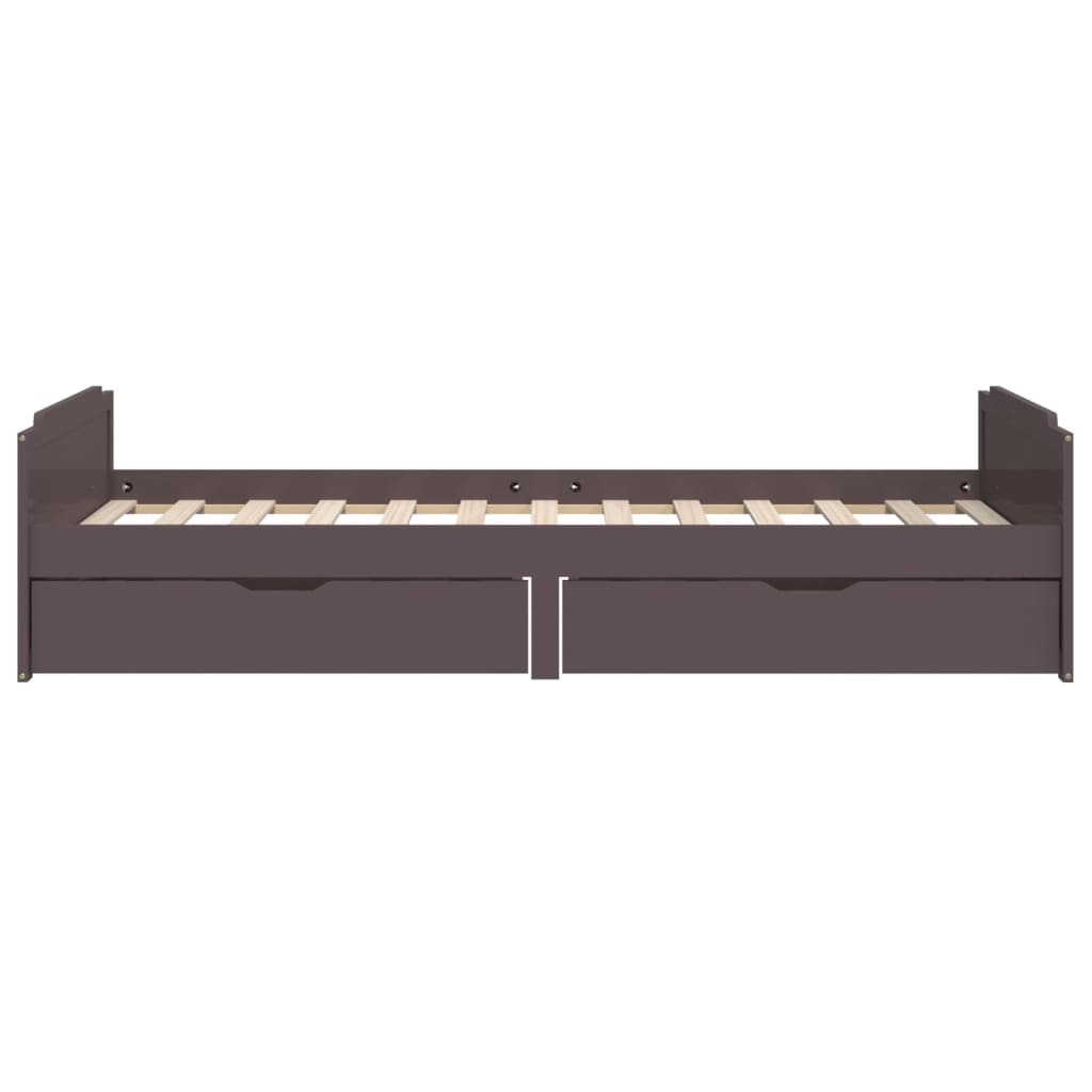 vidaXL Bed Frame without Mattress Dark Brown Solid Wood Pine 90x200 cm