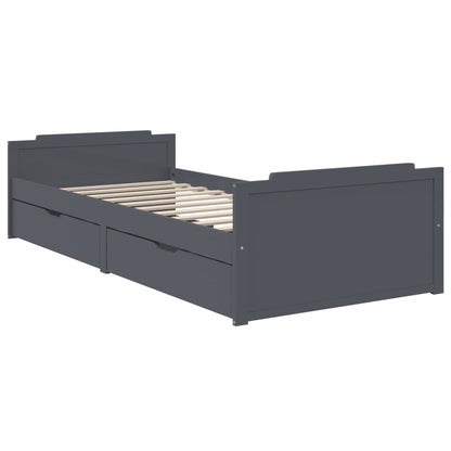 vidaXL Bed Frame | Dark Grey | Solid Pine Wood | Single | Bed Frame