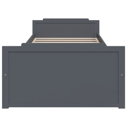 vidaXL Bed Frame | Dark Grey | Solid Pine Wood | Single | Bed Frame