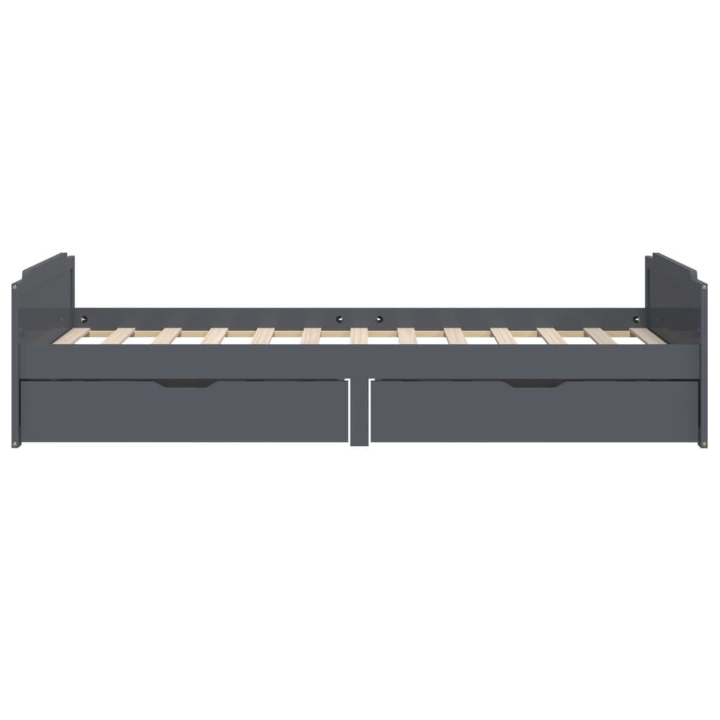 vidaXL Bed Frame | Dark Grey | Solid Pine Wood | Single | Bed Frame