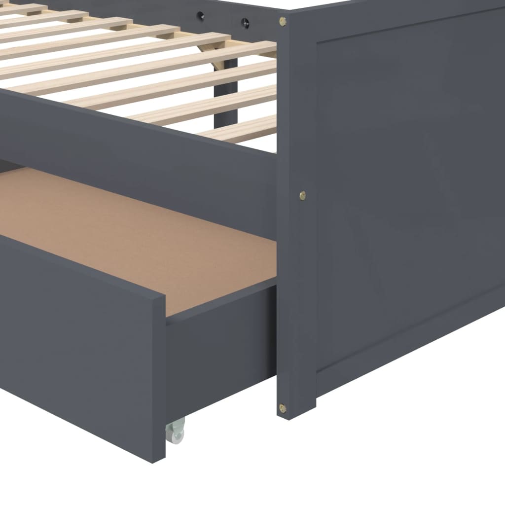 vidaXL Bed Frame | Dark Grey | Solid Pine Wood | Single | Bed Frame