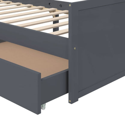 vidaXL Bed Frame | Dark Grey | Solid Pine Wood | Single | Bed Frame