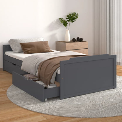 vidaXL Bed Frame | Dark Grey | Solid Pine Wood | Single | Bed Frame