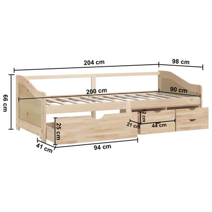vidaXL 3-Seater Day Bed without Mattress Solid Pinewood 90x200cm