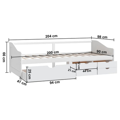 vidaXL 3-Seater Day Bed without Mattress White Solid Pinewood 90x200cm