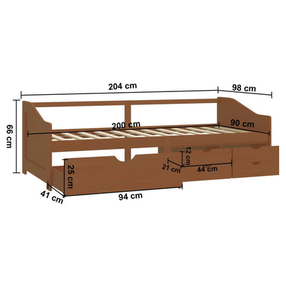 vidaXL Day Bed | Honey Brown | Solid Pine wood