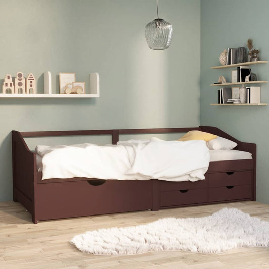 vidaXL 3-Seater Day Bed without Mattress Dark Brown Solid Pinewood 90x200cm
