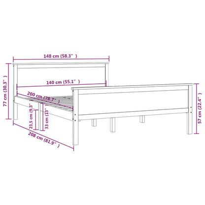 vidaXL Bed Frame | Pine Wood | Solid pinewood | Double | Durable | Bed Frame