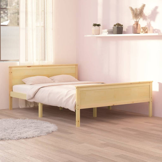 vidaXL Bed Frame | Pine Wood | Solid pinewood | Double | Durable | Bed Frame