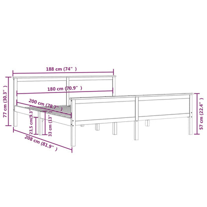 vidaXL Bed Frame without Mattress Solid Wood Pine 180x200 cm Super King