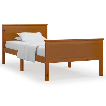 vidaXL Bed Frame | Honey Brown | Solid pine wood, plywood | Single Bed