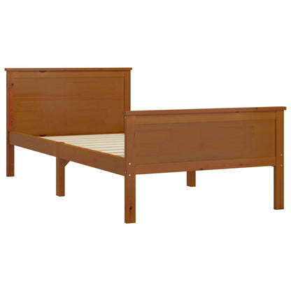 vidaXL Bed Frame | Honey Brown | Solid pine wood, plywood | Single Bed