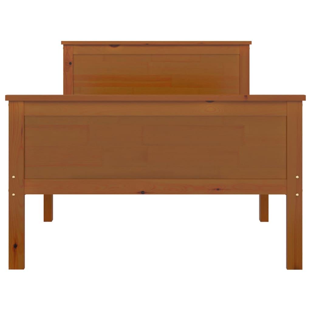 vidaXL Bed Frame | Honey Brown | Solid pine wood, plywood | Single Bed
