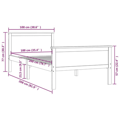 vidaXL Bed Frame | Honey Brown | Solid pine wood, plywood | Single Bed