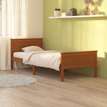 vidaXL Bed Frame | Honey Brown | Solid pine wood, plywood | Single Bed