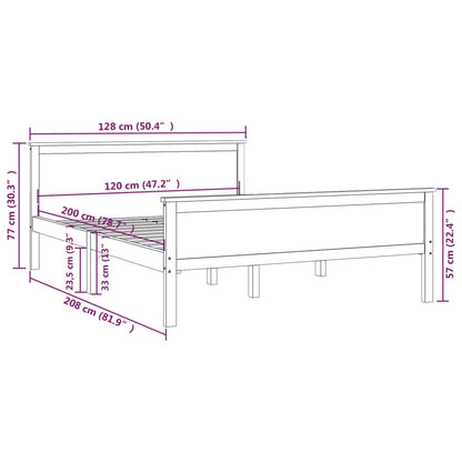 vidaXL Bed Frame without Mattress Honey Brown Solid Wood Pine 120x200cm