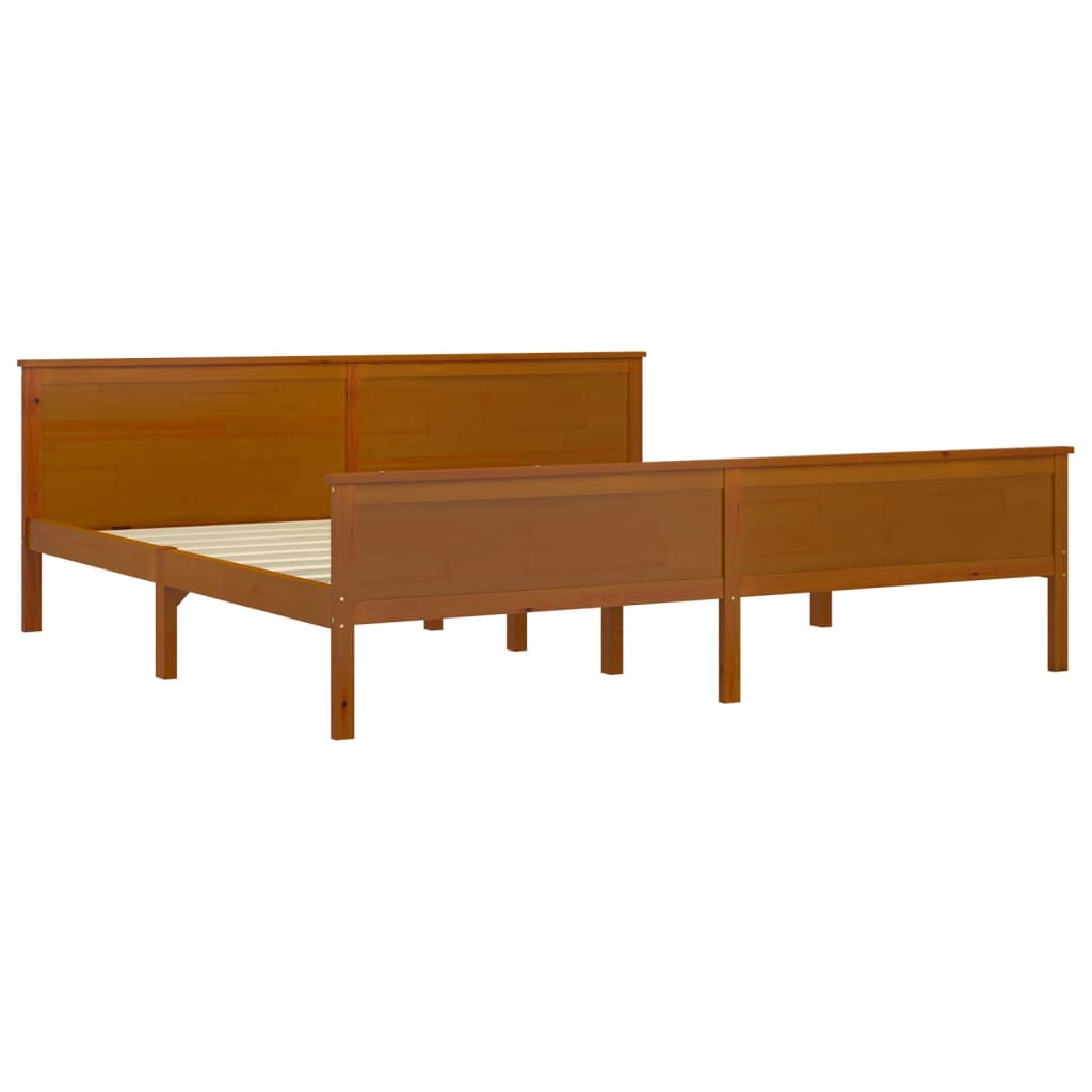 vidaXL Bed Frame | Honey Brown | Solid Pine Wood, Plywood | Double |  Durable