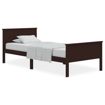 vidaXL Bed Frame | Dark brown | Solid pine wood, plywood | Single | Durable