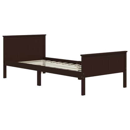 vidaXL Bed Frame | Dark brown | Solid pine wood, plywood | Single | Durable