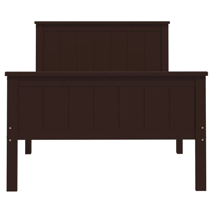 vidaXL Bed Frame | Dark brown | Solid pine wood, plywood | Single | Durable