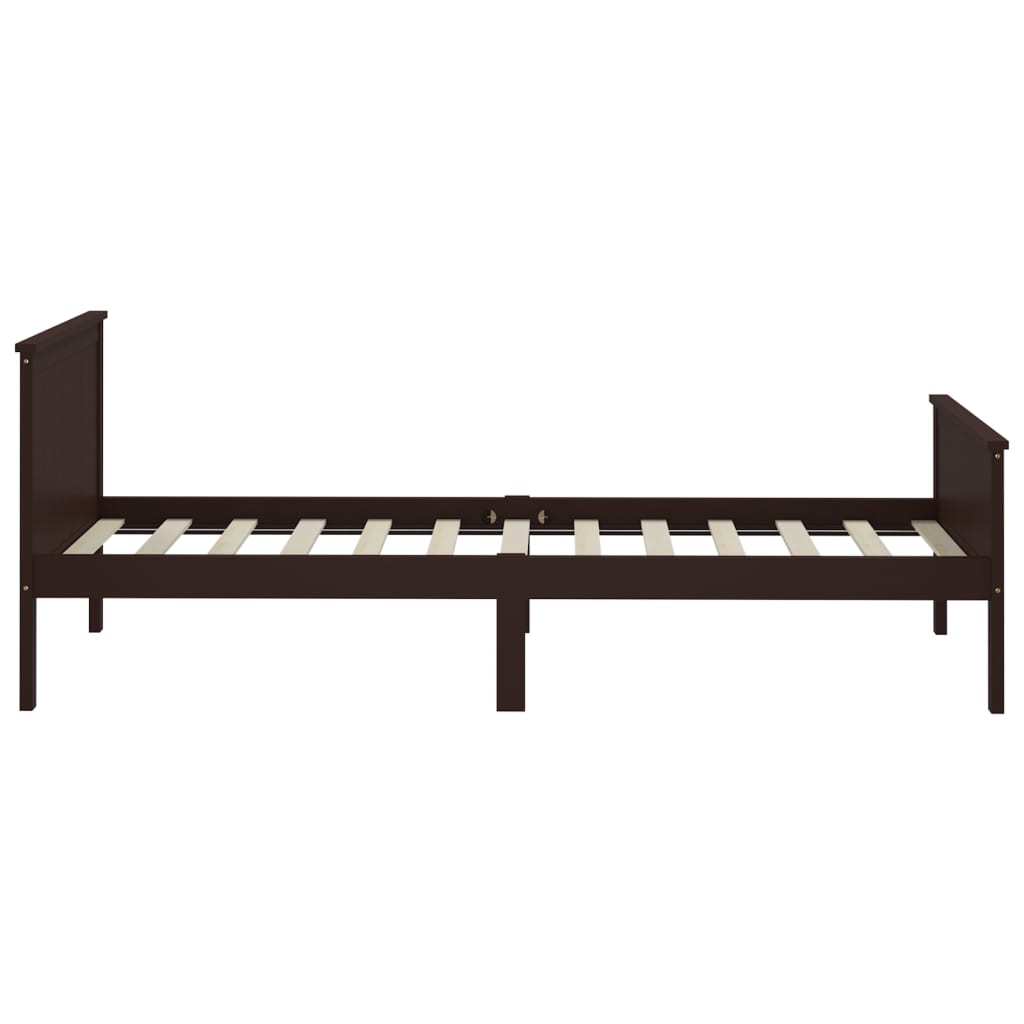 vidaXL Bed Frame | Dark brown | Solid pine wood, plywood | Single | Durable