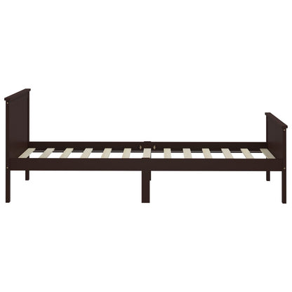 vidaXL Bed Frame | Dark brown | Solid pine wood, plywood | Single | Durable