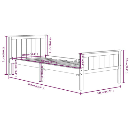 vidaXL Bed Frame | Dark brown | Solid pine wood, plywood | Single | Durable