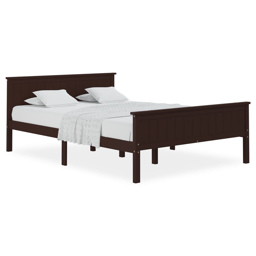 vidaXL Bed Frame | Dark Brown | Solid Pine Wood, Plywood | 120x200 cm | Durable