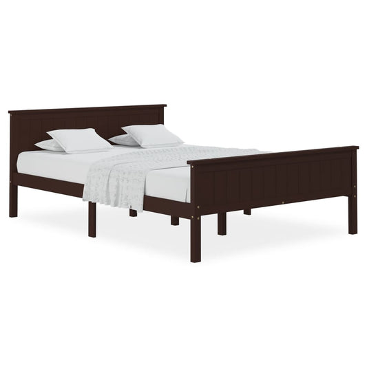 vidaXL Bed Frame | Dark Brown | Solid Pine Wood, Plywood | 120x200 cm | Durable