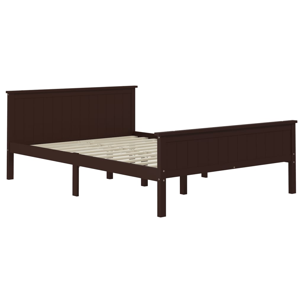 vidaXL Bed Frame | Dark Brown | Solid Pine Wood, Plywood | 120x200 cm | Durable