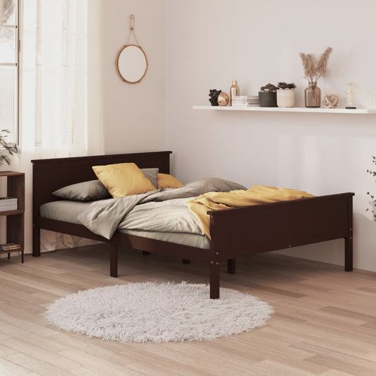 vidaXL Bed Frame | Dark Brown | Solid Pine Wood, Plywood | 120x200 cm | Durable