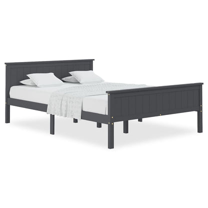vidaXL Bed Frame | Grey | Solid pine wood, Plywood | 160x200 cm | Minimalist