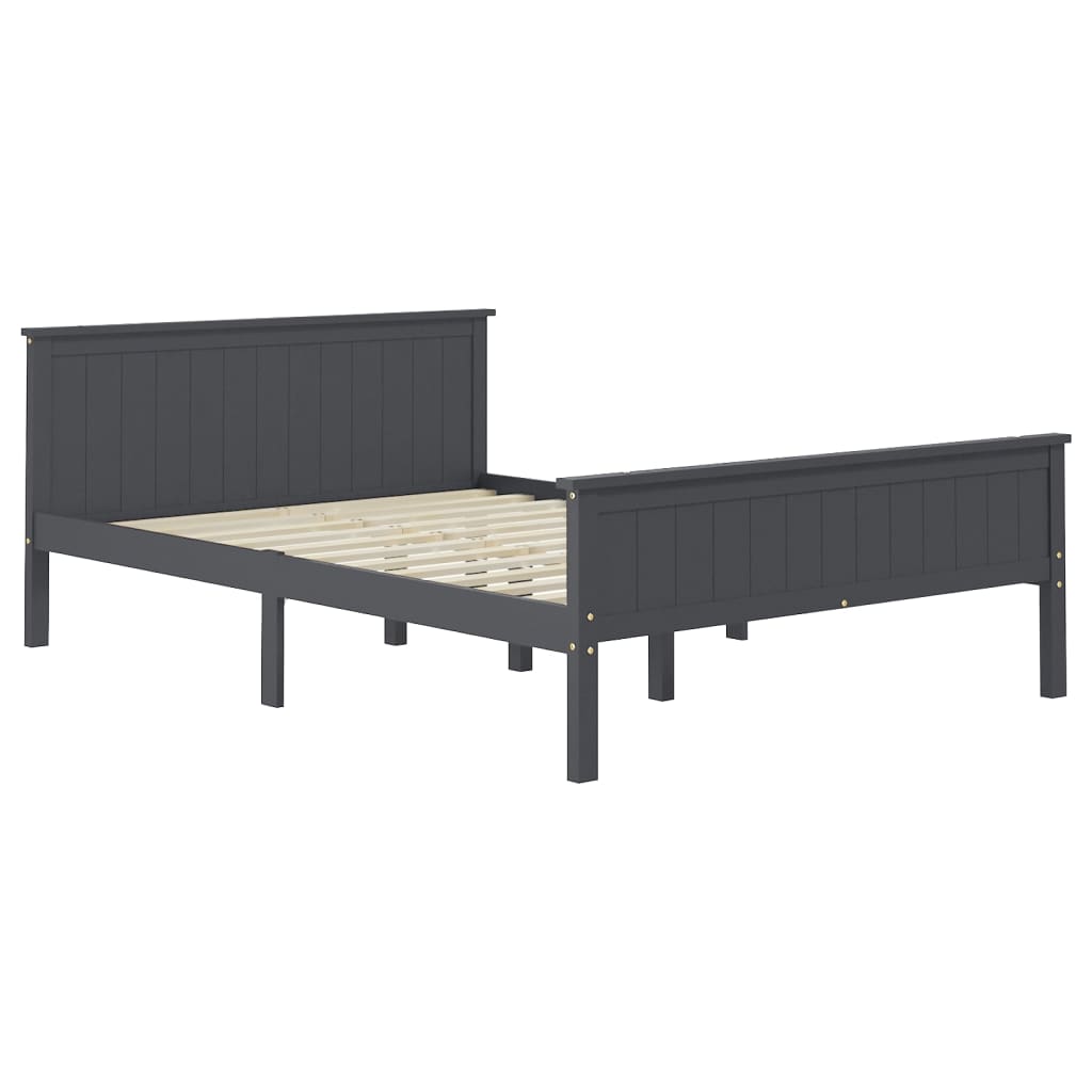 vidaXL Bed Frame | Grey | Solid pine wood, Plywood | 160x200 cm | Minimalist