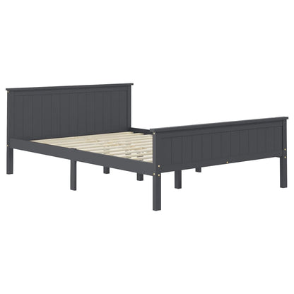 vidaXL Bed Frame | Grey | Solid pine wood, Plywood | 160x200 cm | Minimalist