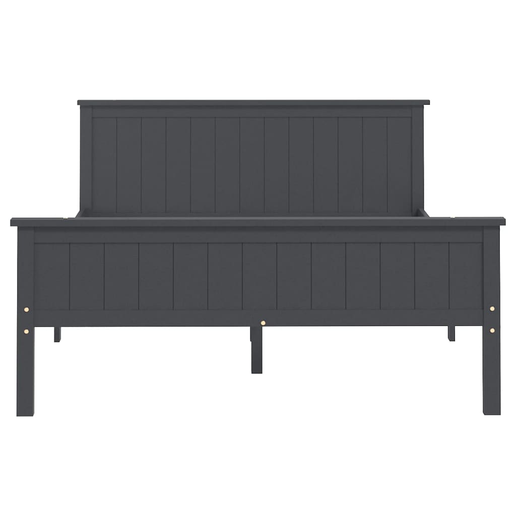 vidaXL Bed Frame | Grey | Solid pine wood, Plywood | 160x200 cm | Minimalist
