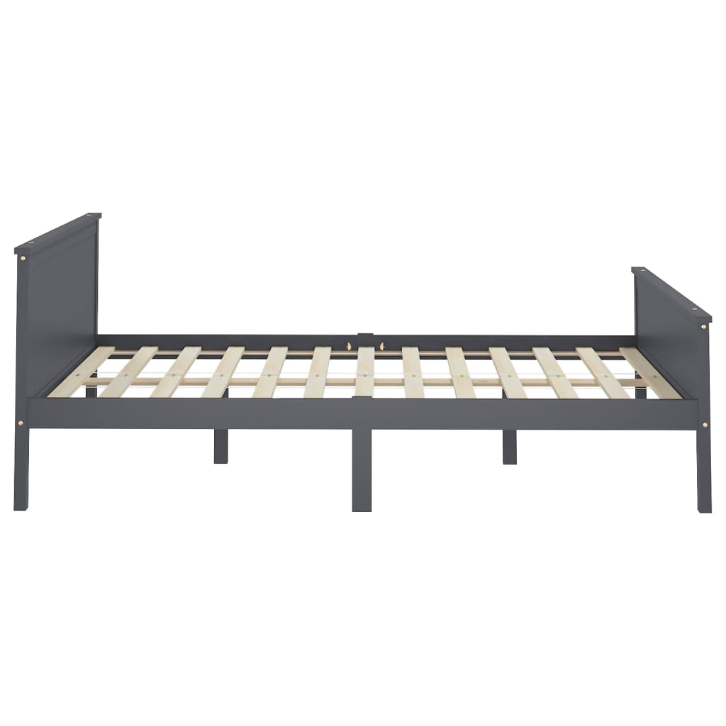 vidaXL Bed Frame | Grey | Solid pine wood, Plywood | 160x200 cm | Minimalist