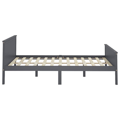 vidaXL Bed Frame | Grey | Solid pine wood, Plywood | 160x200 cm | Minimalist