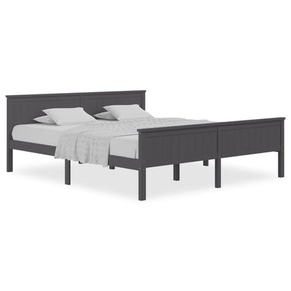 vidaXL Bed Frame | Grey | Solid Pine Wood, Plywood | Double | Bed Frame