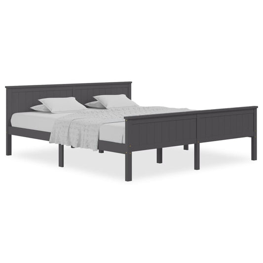 vidaXL Bed Frame | Grey | Solid Pine Wood, Plywood | Double | Bed Frame