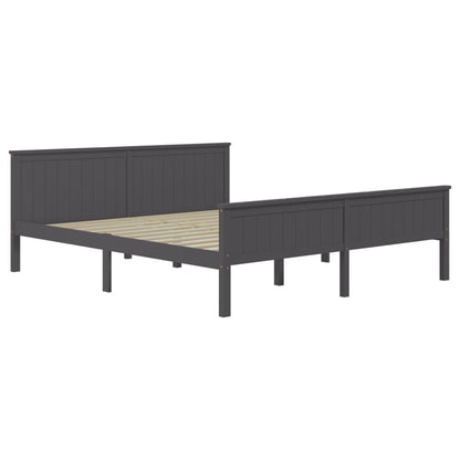 vidaXL Bed Frame | Grey | Solid Pine Wood, Plywood | Double | Bed Frame