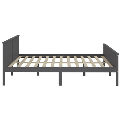 vidaXL Bed Frame | Grey | Solid Pine Wood, Plywood | Double | Bed Frame