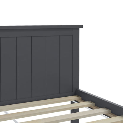 vidaXL Bed Frame | Grey | Solid Pine Wood, Plywood | Double | Bed Frame
