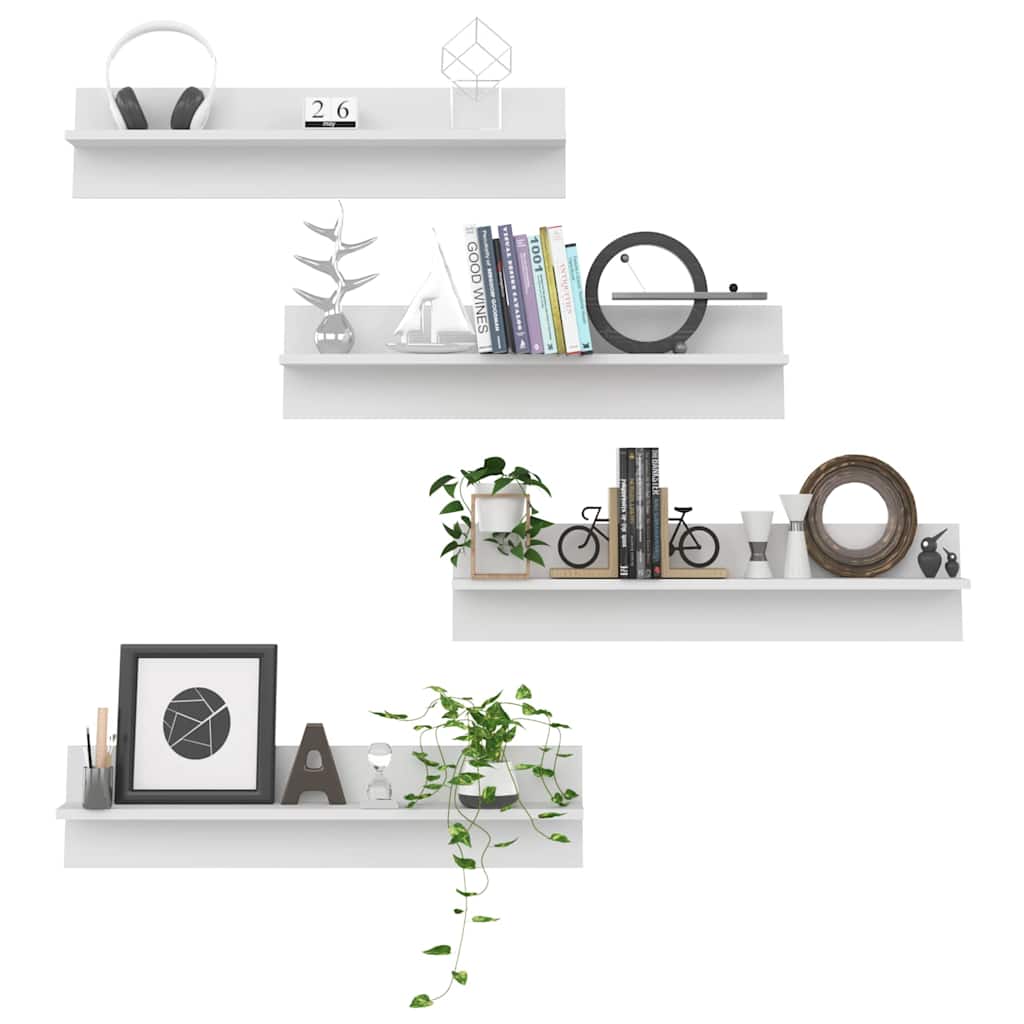 807334 vidaXL Wall Shelves 4 pcs White 80x11,5x18 cm Engineered Wood